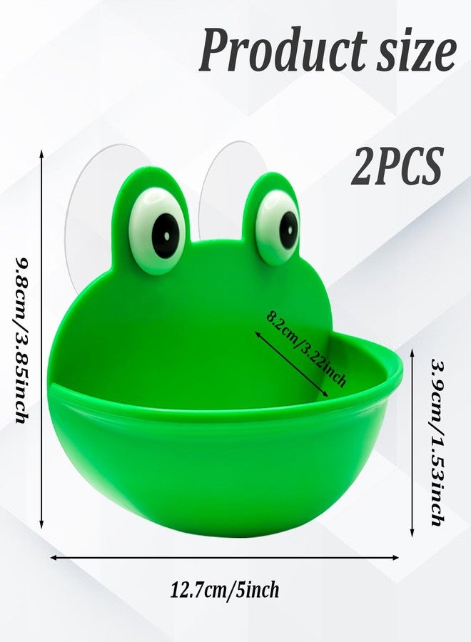 OWMOSYX Frog Habitat with Suction Cup, 2 Pcs Cute Fish Tank Accessories Frog Dish Holder Frog Decor Frog Terrarium Decor for Tree Frog Toad Tadpole, Plastic, Green - Image 5